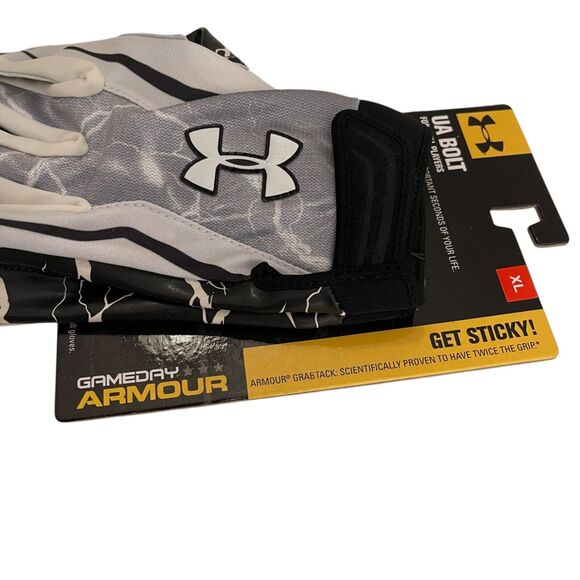 Under Armour Bolt Football Gloves Skill Players Receiver Black Gray XL NIB - Picture 8 of 8